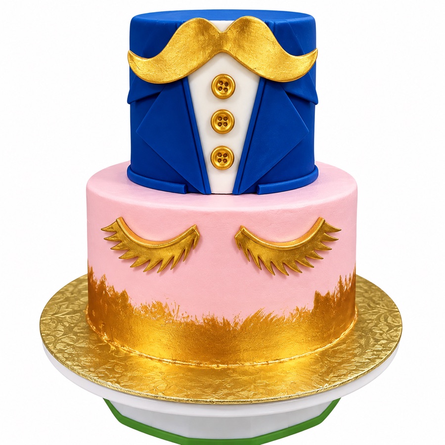 Blush and blue tiered gentleman cake
