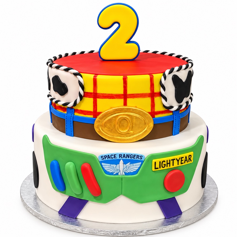 Toy inspired tiered birthday cake