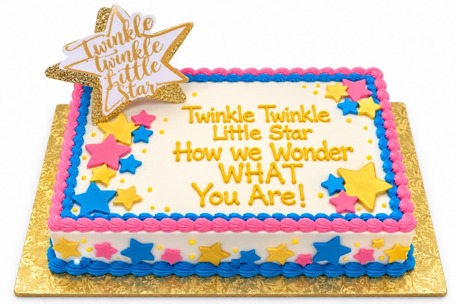 Twinkle little star baby shower sheet cake