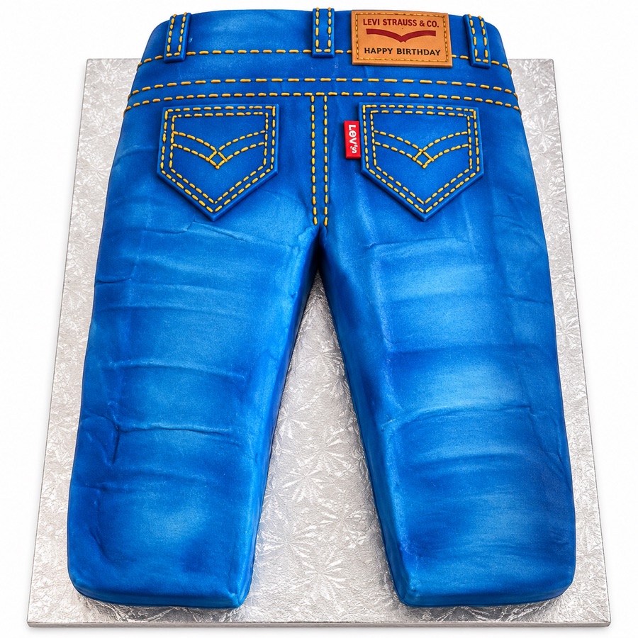 Sculpted blue jeans cake