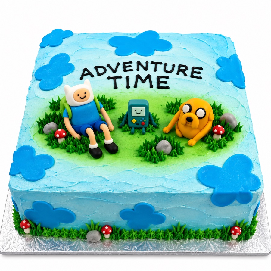 Blue character adventure sheet cake