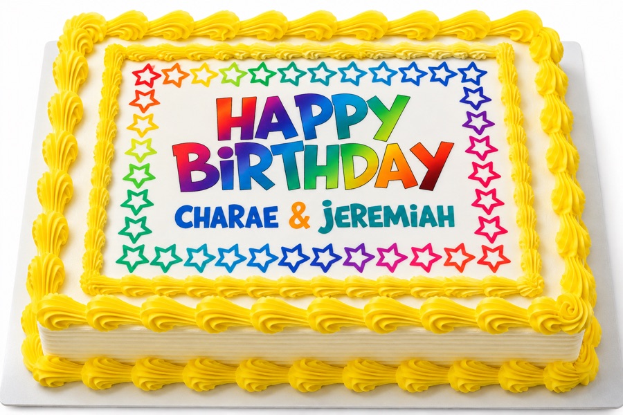 Rainbow happy birthday sheet cake